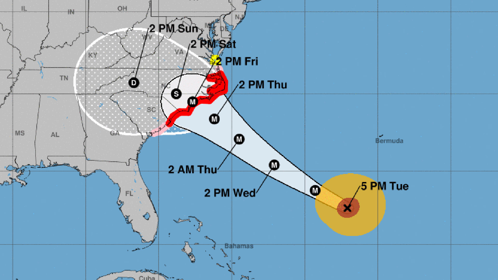El reporte del NHC de este martes a las 5 pm sobre el huracán Florence