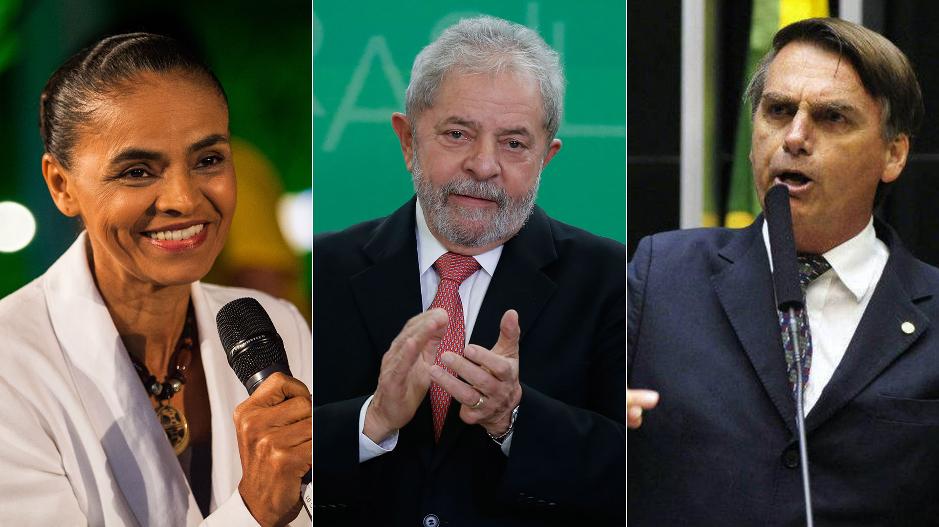 Marina Silva, Lula da Silva y Jair Bolsonaro
