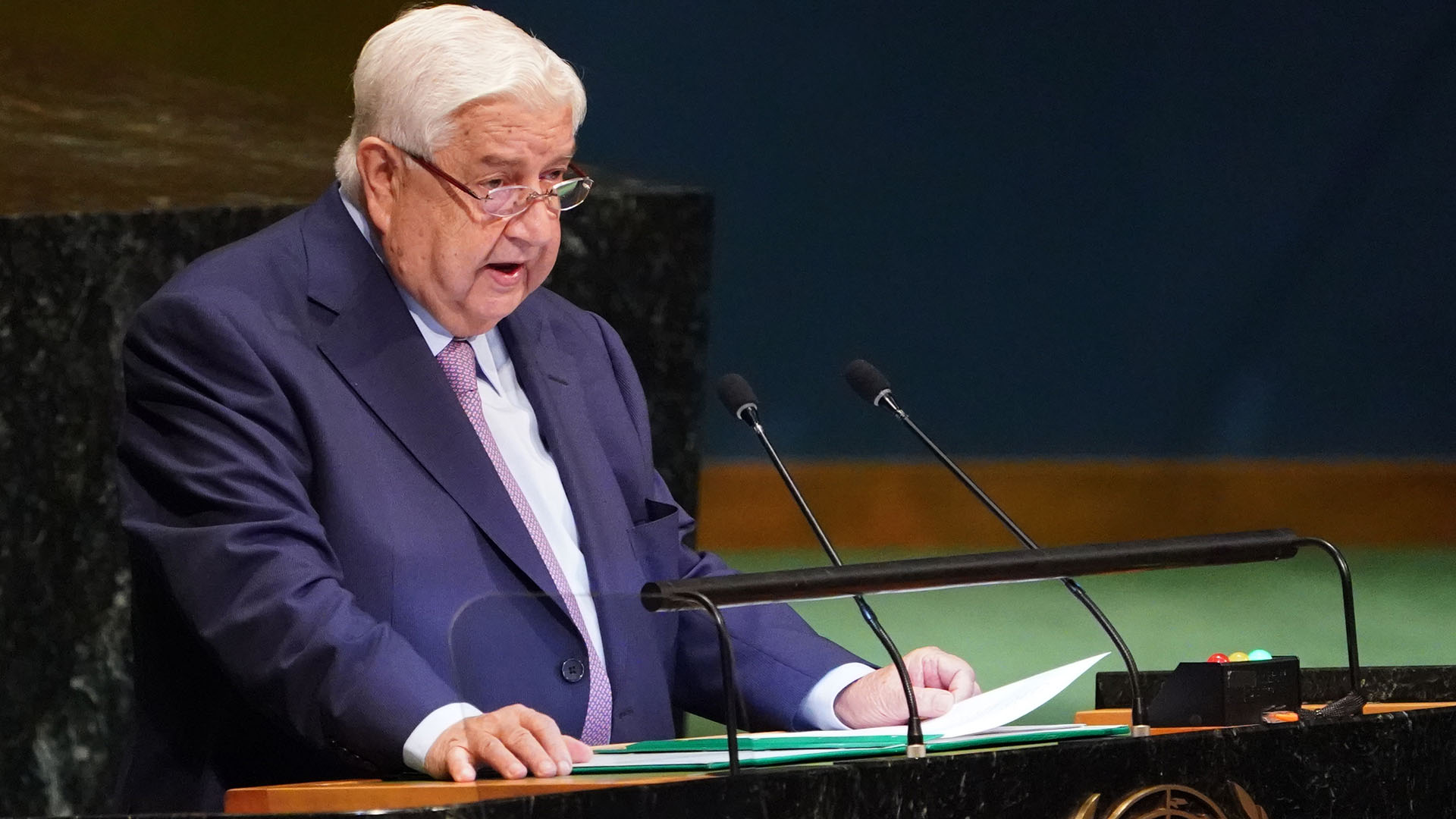 Walid Muallem en la Asamblea de las Naciones Unidas (AFP)