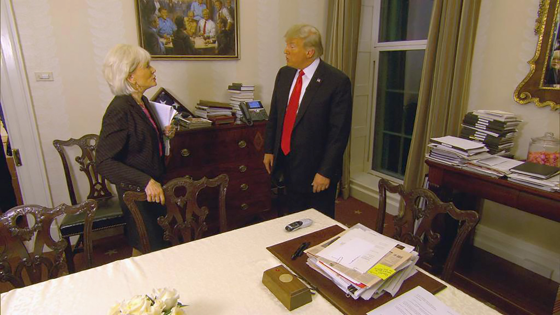 La pintura está colgada en la Casa Blanca, lo cual fue advertido durante una entrevista a Trump