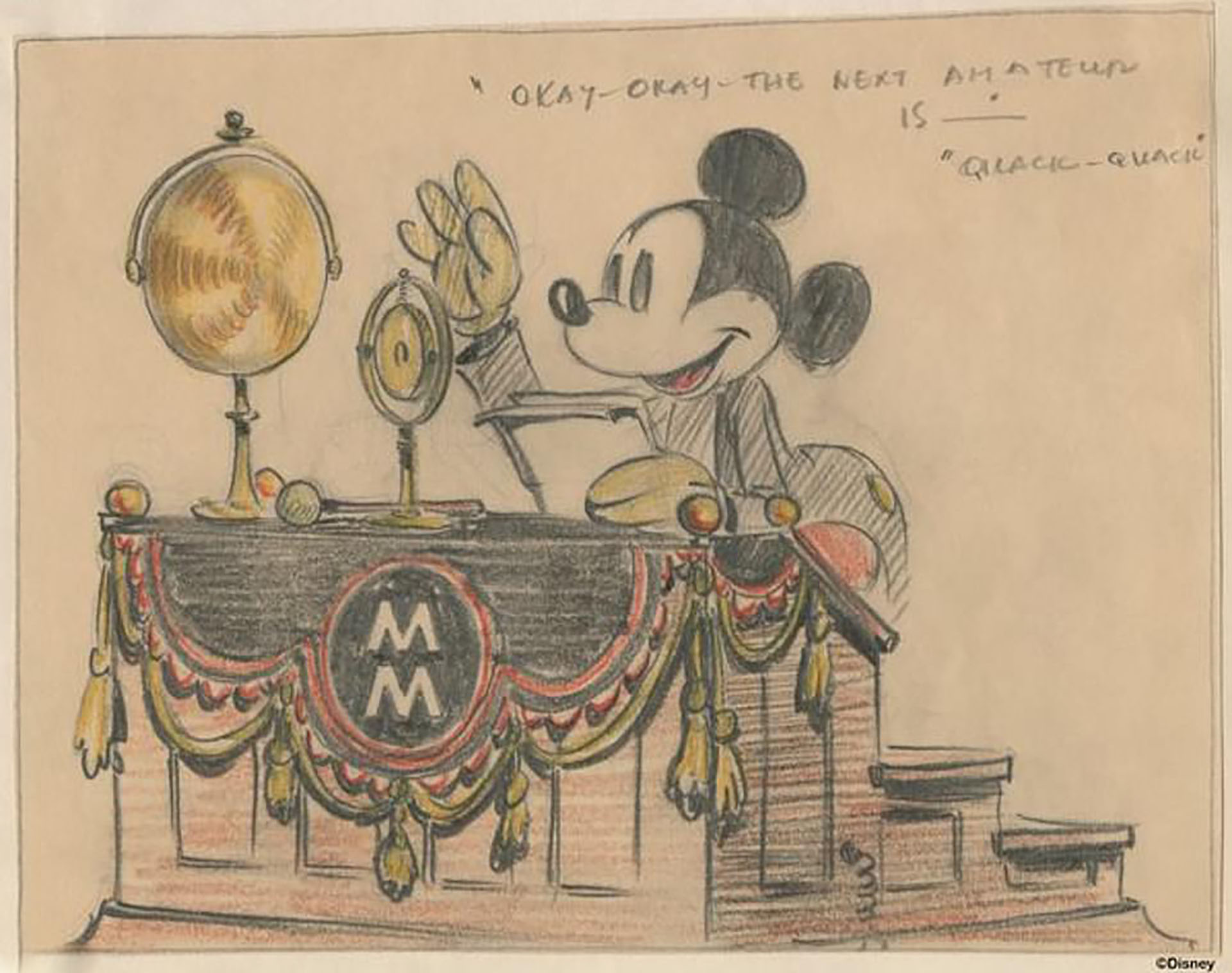 Boceto a color hecho por Walt Disney en 1930 para   (Disney)
