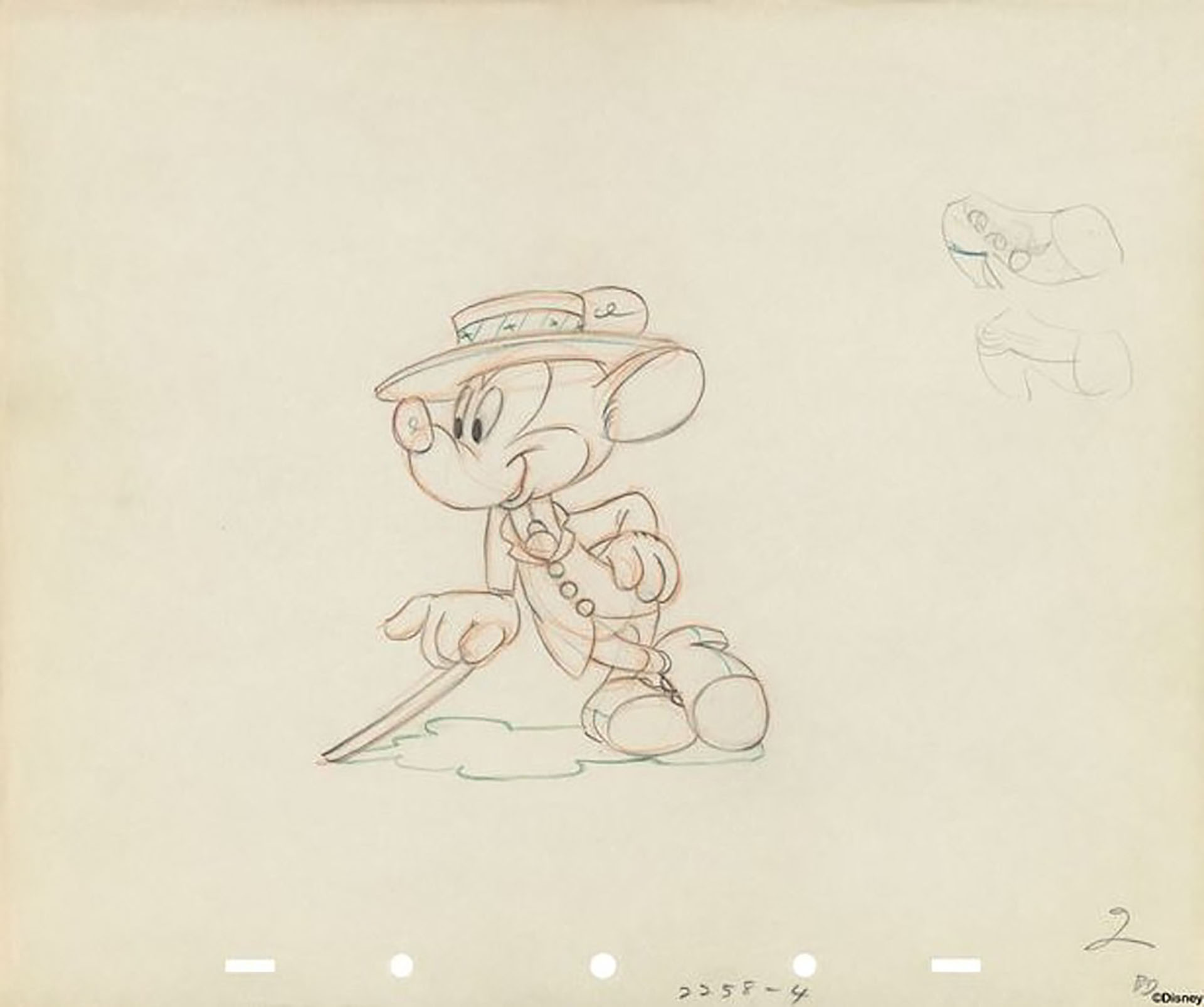Boceto de la nueva imagen que le dieron  Mickey en los años 90 hecho por Fred Moore(Disney)