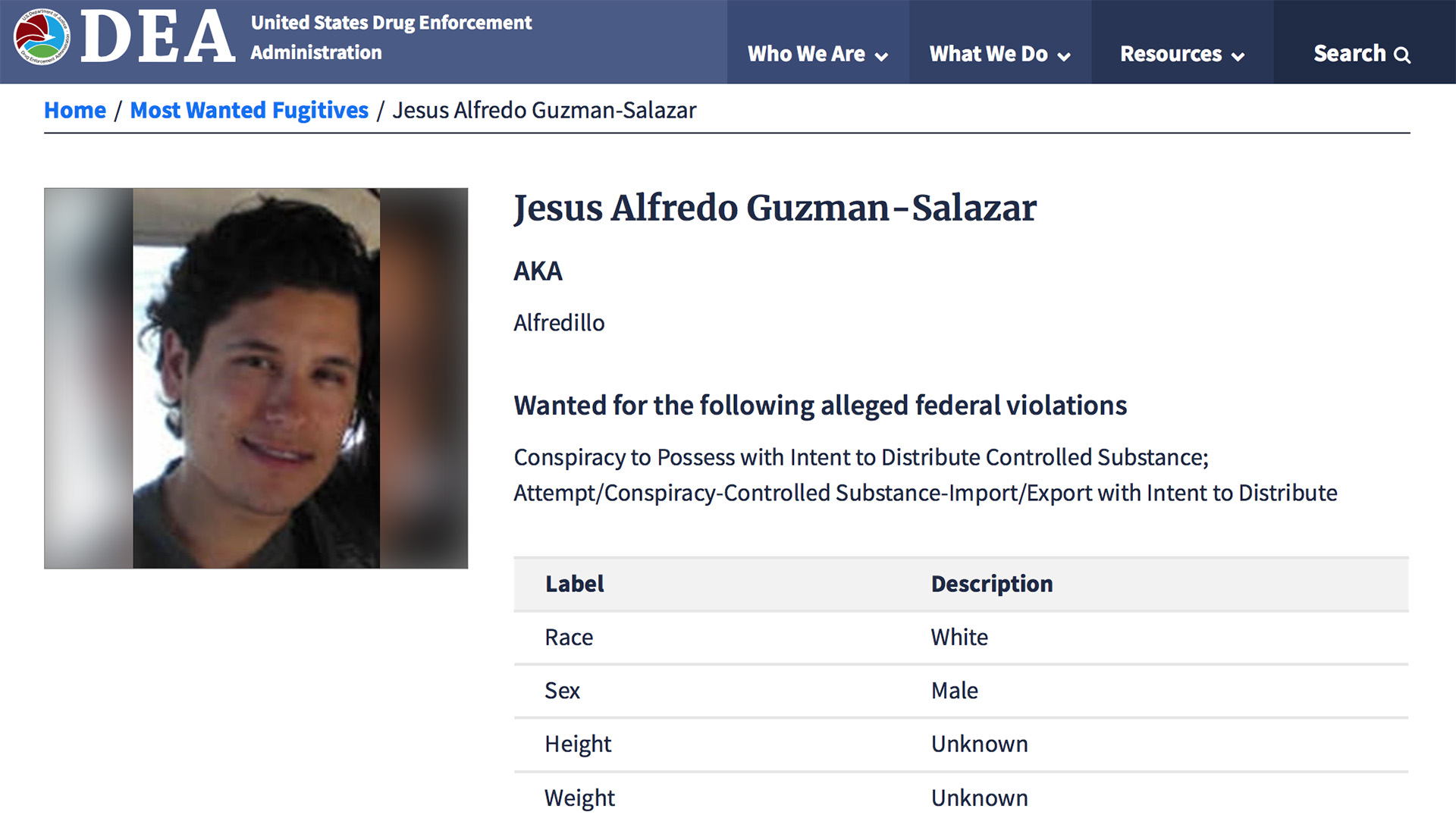 “Alfredillo”, uno de los hijos del “Chapo” Guzmán, ya está en la lista de los más buscados de la DEA.