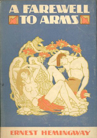 Tapa de la primera edición de 1929 de “Adiós a las armas”. Ese mismo año apreció en la revista “Scribner’s”