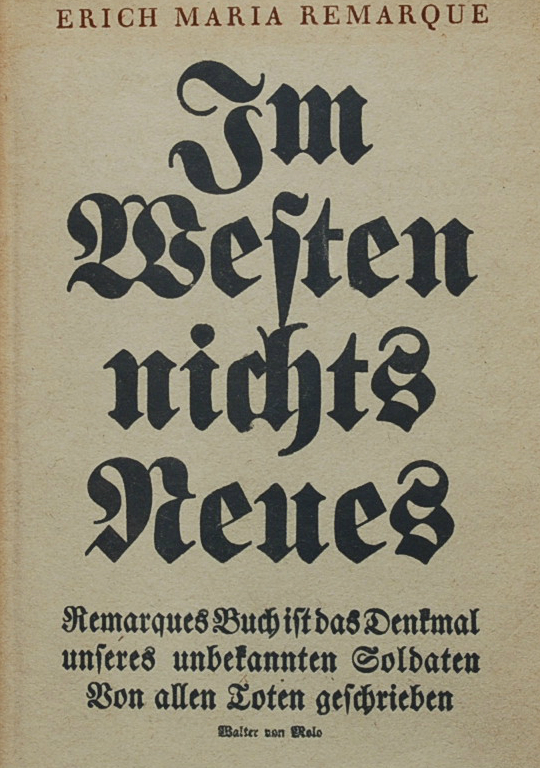Portada de la primera edición alemana de la novela “Sin Novedad en el Frente”, de 1929. Un año antes apareció serializada en la revista “Vossische Zeitung”