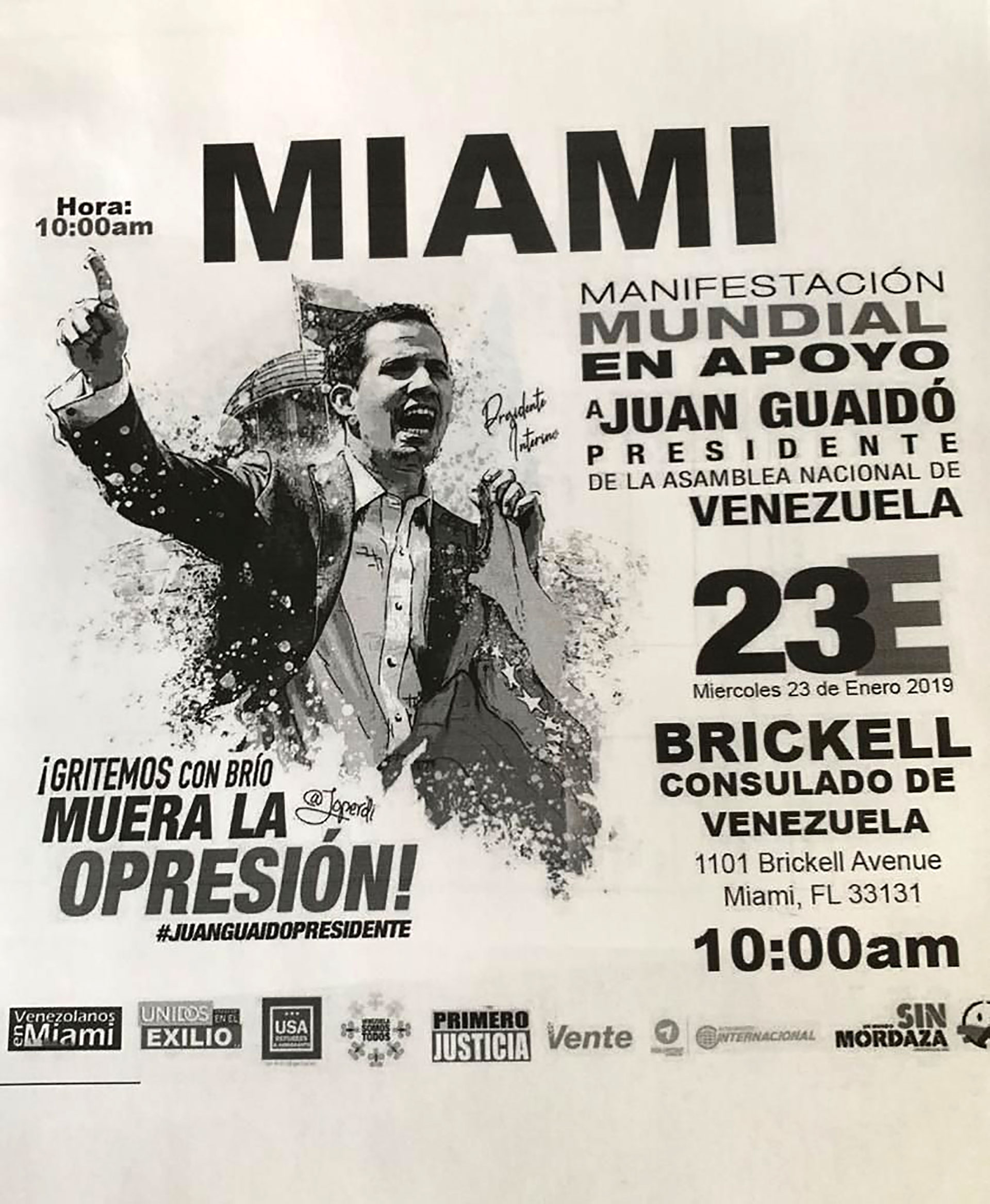 Afiche convocando a la manifestación opositora en Venezuela