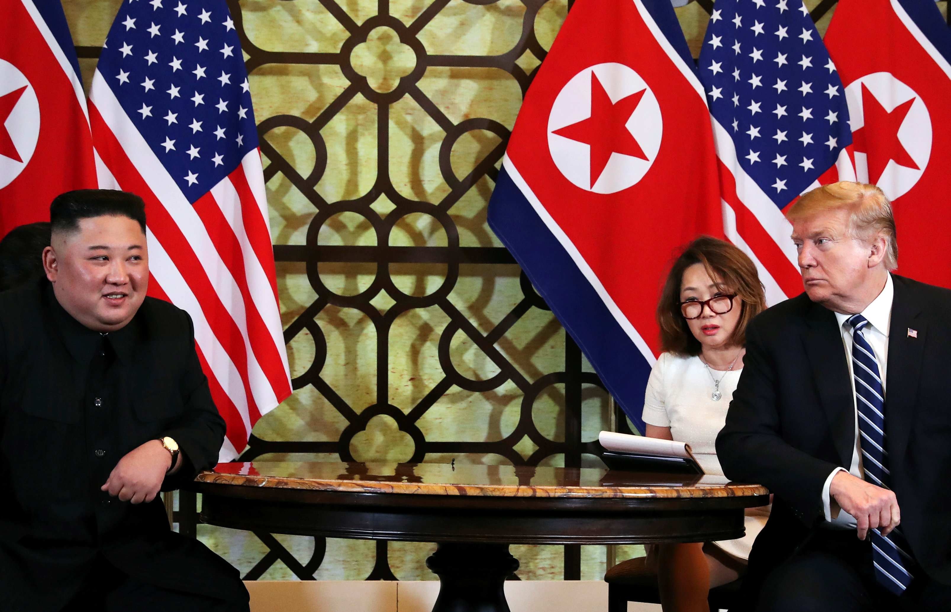Kim Jong-un y Donald Trump durante su segundo encuentro (REUTERS/Leah Millis)